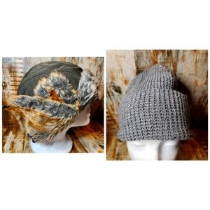 Goodfellow & Co Mens Faux Fur Lined Winter Hat One Size & Knit Beanie Lot